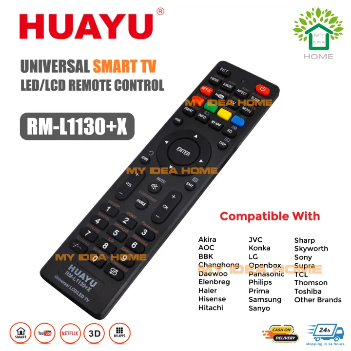 HUAYU RM-L1130+X UNIVERSAL LCD LED TV REMOTE CONTROL | Lazada PH