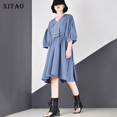 XITAO Dress Tide Pleated Women Casual Sailor Collar Dress