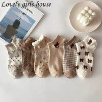 【♡Lovely girls house♡】2คู่/เซ็ตน่ารักการ์ตูนหมีถุงเท้าข้อเท้าสำหรับผู้หญิงสาวฤดูร้อนผ้าฝ้ายบางถุงเท้าสั้นเรือ2022ใหม่