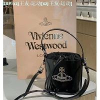 Vivienne Westwood Western Pacific Small Bucket Han Edition Patent Leather Mini Senior Feeling After Saturn Inclined Shoulder Bag Joker Packets