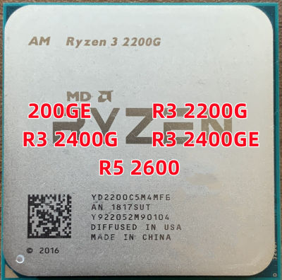ซีพียูตั้งโต๊ะโปรเซสเซอร์ Ryzen 200GE R3 2200G 2400G 2400GE R5 2600 Quad-Core Quad-ด้าย CPU โปรเซสเซอร์ Ocket AM4