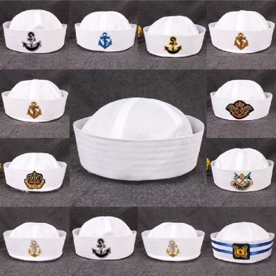 【Ready Stock😎】 Military Hats Sailor Cap White Captain Navy Marine Caps with Anchor Army For Women Men Child Fancy Cosplay Hat Accessories