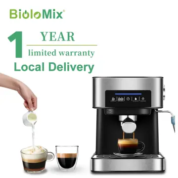 20 Bar Semi Automatic Coffee Maker Machine by BioloMix ,with Milk Steam  Frother Wand, for Espresso, Cappuccino, Latte and Mocha