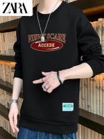 ✑ ZARA long-sleeved spring and autumn 2023 new mens sweatshirt casual and versatile youth handsome T-shirt round neck mens sweatshirt