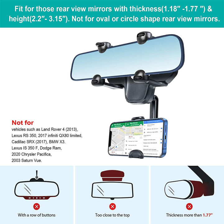 กระจกมองหลังพับได้สำหรับรถยนต์-ที่วางโทรศัพท์มือถืออเนกประสงค์ปรับได้ขาตั้งโทรศัพท์ระบบนำทาง-gps