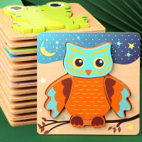 15*15cm Baby Wooden 3D Puzzle Jigsaw Toy cartoon animal traffic Puzzles for grils boys Educational Gifts for kid 2-3-4 Years