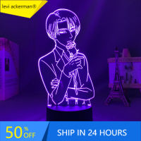 Anime Action Figure Led Night Light Manga Attack on Titan Levi Ackerman Rose for Kid Bedroom Decor Lamp Kawaii Room Decor Light