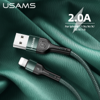 USAMS U55 1เมตร2A ค่าใช้จ่ายสายเคเบิลข้อมูล Micro USB Type C สายฟ้าถักสายเคเบิ้ลสำหรับ 13 12 11 X ซัมซุง Xiaomi หัวเว่ย