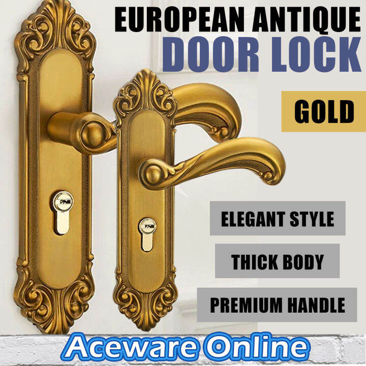 European Style Antique Door Lock Set Gold Door Lock Door Handle Lock