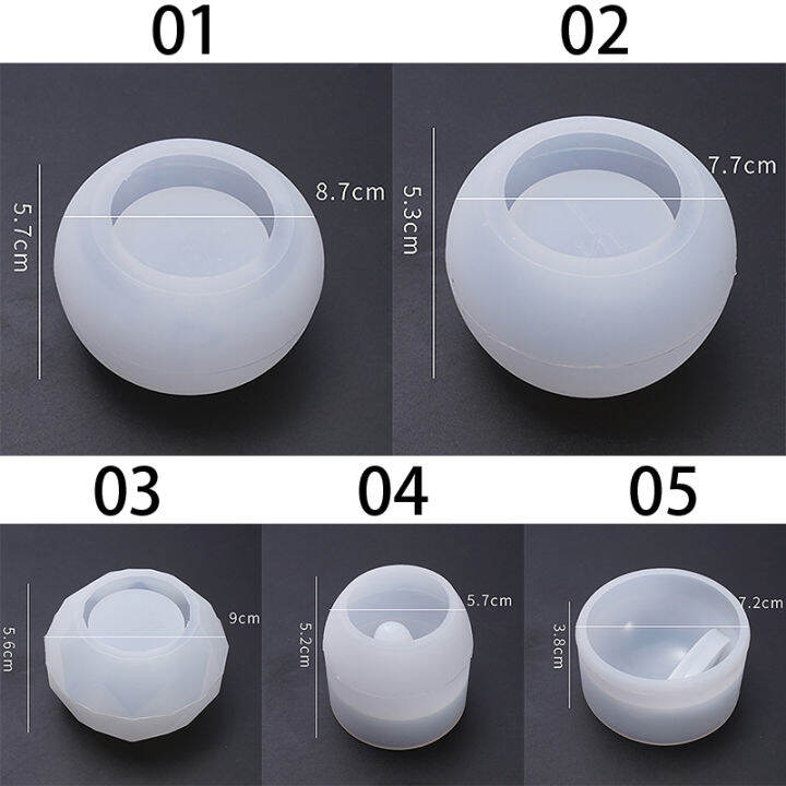 yurongfx-แม่พิมพ์กล่องเก็บของคอนกรีตสำหรับทำพลาสเตอร์อีพ็อกซี่ยูวีแม่พิมพ์ซิลิโคนทรงกลมเทียนสำหรับตกแต่งบ้านกระถางดอกไม้กระปุกใส่ครีม
