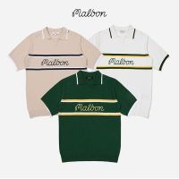 เสื้อผ้าฤดูใบไม้ผลิและฤดูร้อน MALBON แบบดั้งเดิมของเกาหลีกอล์ฟเสื้อสเวตเตอร์ผ้าไหมน้ำแข็งแขนสั้นผู้ชายสไตล์มหาลัยเสื้อแฟชั่นเกาหลี