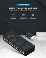 4-Port USB 2.0 Hub with Individual LED lit Power Switches Multi USB Splitter Multiple Expander 2.0 USB for PC