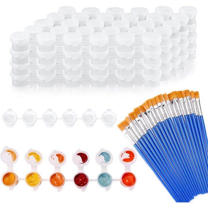 20 Strips 120 Pots Empty Paint Pots Strips Mini Clear Storage