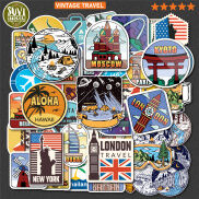 Sticker Vintage Travel chống nước dán laptop, điện thoại, đàn guitar