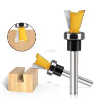 【LZ】❀  Dovetail Router Bit com rolamento inferior Shank aparar máquina fresa Carpintaria Carving Hard Alloy Parts 6mm 6.35mm