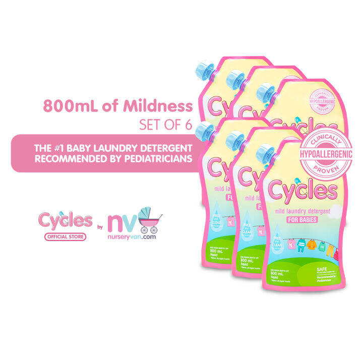 Cycles Baby Laundry Liquid Detergent (x6) Hypoallergenic, Free