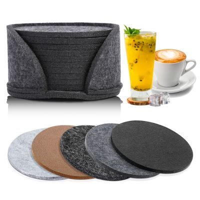 11pcs Round Felt Coaster Dining Table Protector Pad Heat Resistant Cup Mat Coffee Tea Hot Drink Mug Placemat Kitchen Accessories