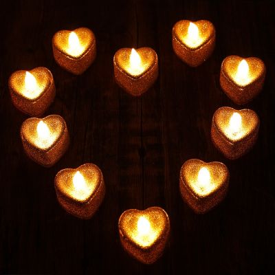 Valentines Day Lights Decoration Electronic Candle Heart-shaped Love Night Lights for Adults Room Romantic Light for Wedding