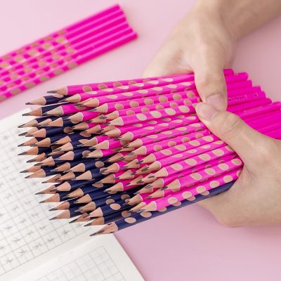 30pcs Hole Pen Correction Childrens Pen-holding Posture Pencil Primary School Students Triangle HB Log Pencil Stationery
