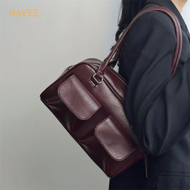 navee-กระเป๋าสะพายไหล่ผู้หญิง-retro-simple-แฟชั่น-pu-หนังใต้วงแขนกระเป๋าถือสำหรับแฟนแม่และเพื่อนฟรีไซส์