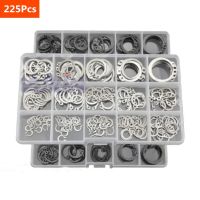 225Pcs/175Pcs DIN471 GB894 Black amp;SS304 Internal External Retaining Circlips A2 C-clip Washers Snap Retaining Ring Assortment Kit