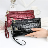 Patent Leather Womens Wallets Fallow Long Ladies Double Zipper Wallet Clutch Bag Design Red Purse Crocodile Purses