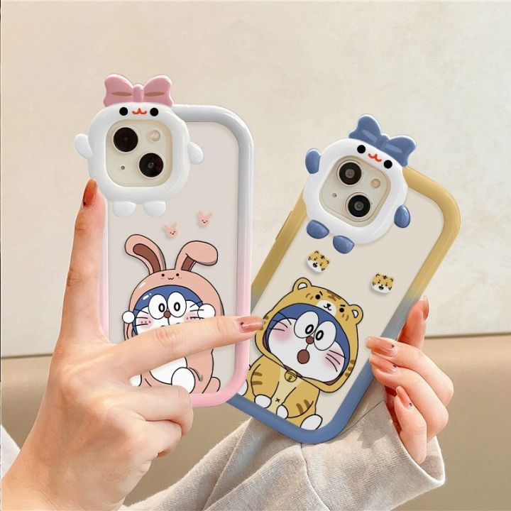 เคสโทรศัพท์สำหรับ-vivo-v20-v23-v25-v23e-v27-v27e-pro-5g-s1-s7-s12-s15-s16-s16e-โปร5g-y91-y7s-y95-y72-y52-y75-y55-5g-เคส-x80การ์ตูนโดราเอม่อนใส3d-โดรามอนโบว์เล็กๆซิลิโคนนิ่มแฟชั่นสุดสร้างสรรค์เลนส์มอนส