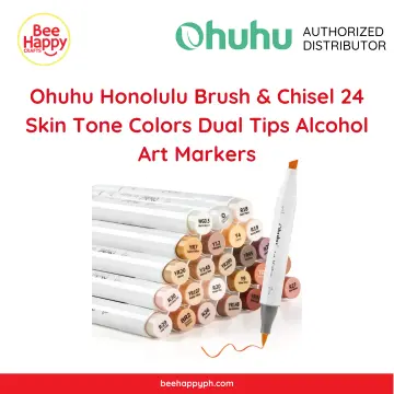 Ohuhu Brush & Chisel, 24 Skin-Tone Colors , Alcohol-based Brush