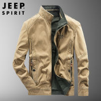 JEEP SPIRIT เสื้อแจ็กเก็ตผ้าฝ้ายแท้สำหรับผู้ชาย,เสื้อแจ็กเก็ตมอเตอร์ไซค์เสื้อผ้าลำลองทรงหลวมคอตั้งสองด้านสำหรับใส่ทำงานซัก