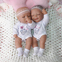 ADFO 12 inches Twin A + April Reborn Baby Full Vinyl Handmade Toys Bonecas Reborn Sillicone Washable Dolls Gift For Girls