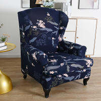 Modern Spandex Wing Back Chair Cover Elastic Armchair Cover Cartoon Floral Single Seat Sofa Slipcover Protector Living Room Deco