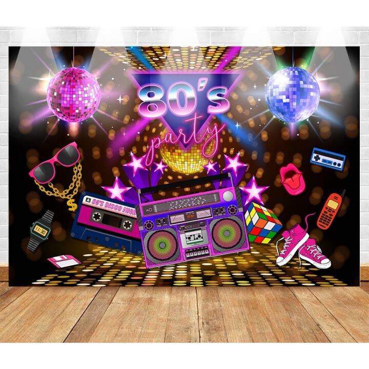 ♠ 80s Party Backdrop Disco Theme Retro Style Photo Backdrop 80's ...