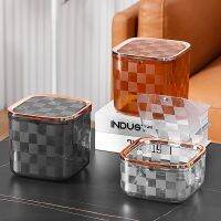 Light luxury home desktop transparent trash can with cover ins style high-end living room kitchen wholesale Nordic mini garbage