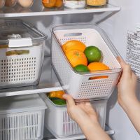 Refrigerator Organizer Fresh-Keeping Boxes Jewelry Box Fruit Vegetable Drain Basket Kitchen Food Storage With Lid Containers