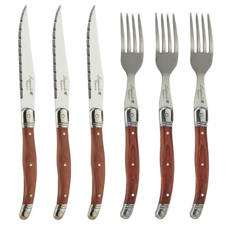 6pcs Laguiole Steak Knives Fork set Stainless steel Japanese Cutlery