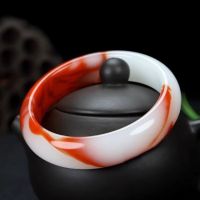 Natural Chicken Blood Jade Bracelet Female Red and White Fashion Joker Jade Bracelet