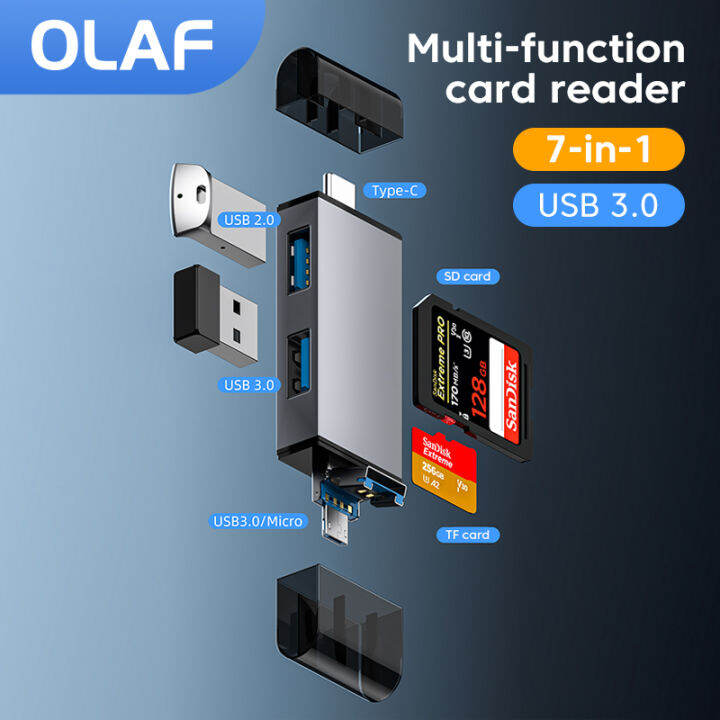 olaf-7-in-1เครื่องอ่านการ์ด-usb-3-0ความเร็วสูง-usb-ถึง-type-c-3-1-sd-tf-memory-cardreader-adapter-สำหรับศัพท์มือถือแท็บเล็ตคอมพิวเตอร์