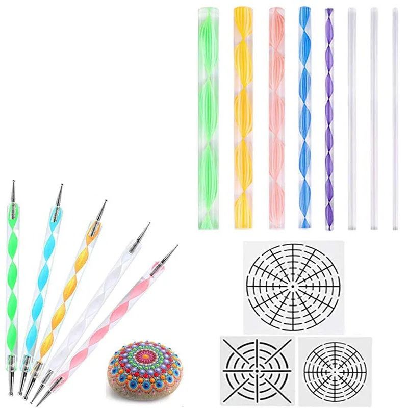 16 Pcs Mandala Dotting Tools for Painting Rocks Mandala Stencils Kit Ball  Stylus Clay Sculpting Carving Tools