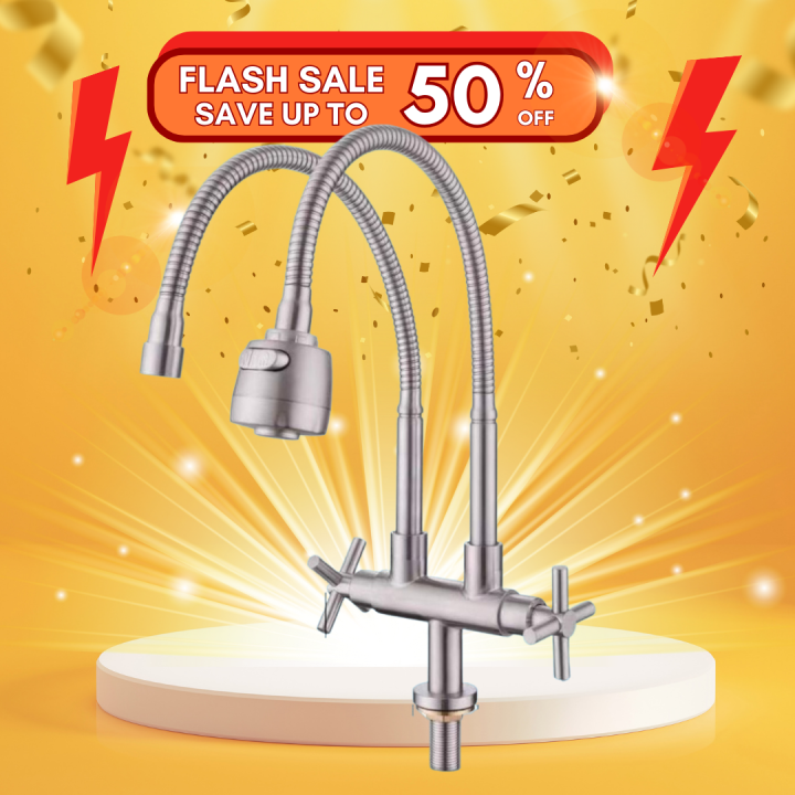 FLASH SALE! MGM Stainless Steel Kitchen Sink Tap with Double Spout
