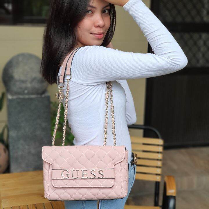 Guaranteed Original Guess Illy Convertible Quilted Leather Chain Strap