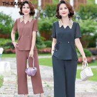 Middle-aged and old suit summer leisure brim choli mother put new female 2023 two-piece summer wear clothes