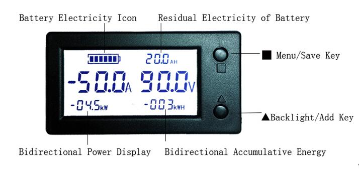 Digital LCD Hall coulombmeter DC 300V 50A Voltmeter Ammeter Battery Power meter 