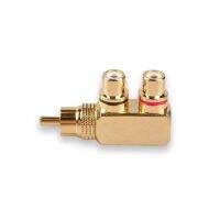 【Top-rated】 RCA Splitter,RCA Male To 2 RCA Female Right Angle Splitter Adapters M/f Gold-Plated Metal Connector,Gold