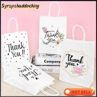 SYRUPSHADDOCKING 10ชิ้นกระดาษของขวัญงานแต่งงานรักดอกไม้ง่ายถุงซานตาถุงกระดาษคราฟท์พร้อมที่จับกระเป๋าใส่ของ