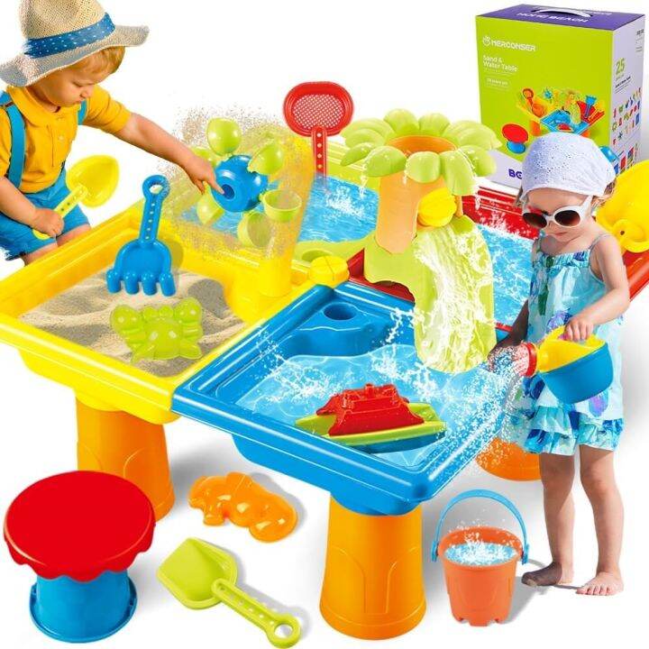 25Pcs 4 In 1 Sand Water Table Beach Toys For Kids Water Play Toys