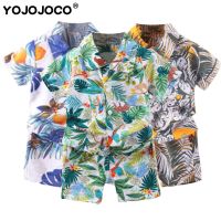 Baby Boy Clothes 0-5Y Summer Shirt Suit Beach Short Sleeve Shorts Boy Suit Leaf Print Shirt Casual Baby Clothes Two Piece