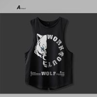 Original Iron wolf sports vest blouse mens summer sweat-absorbing breathable muscle training fitness running cotton sleeveless vest