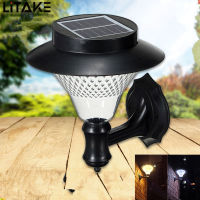 LITAKE บันไดรั้วสนามโคมไฟติดผนังพลังงานแสงอาทิตย์สำหรับกลางแจ้งแบบ16LED ตกแต่งไฟถนน