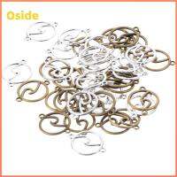 OSIDE 40pcs ข้อต่อกลมแบน เป็นรูกลวง โลหะสำหรับตกแต่ง เงินสีเงิน เสน่ห์ของ Link การทำเครื่องประดับ จี้ห้อยคอ อุปกรณ์งานฝีมือสำหรับงานฝีมือ