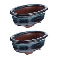 【CC】 Pots Pot Succulent Bonsai Glazed Flowerpot Bowl Chinese Desktop Decoration Round